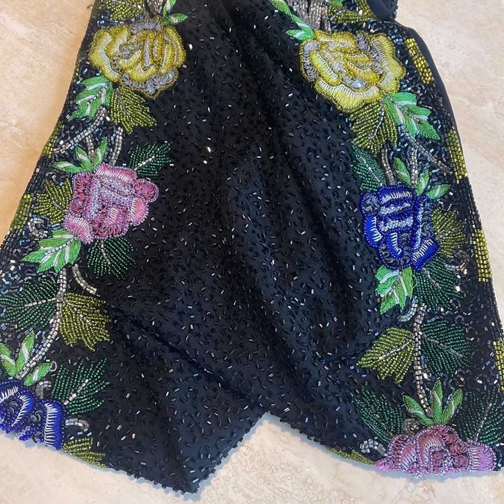 Sequins multi colored hand beaded 100% Silk